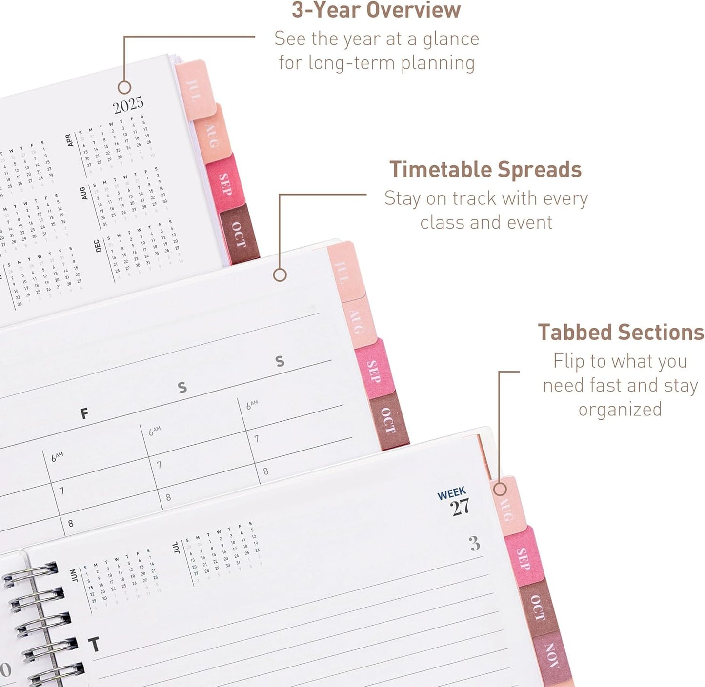 Rileys Academic Planner 2025-2026, Daily, Weekly & Monthly Planner, July 2025 - June 2026, Student Notes Pages, Twin-Wire Binding, Weekly Agenda for School & Work (8 x 6-Inches, Blue)