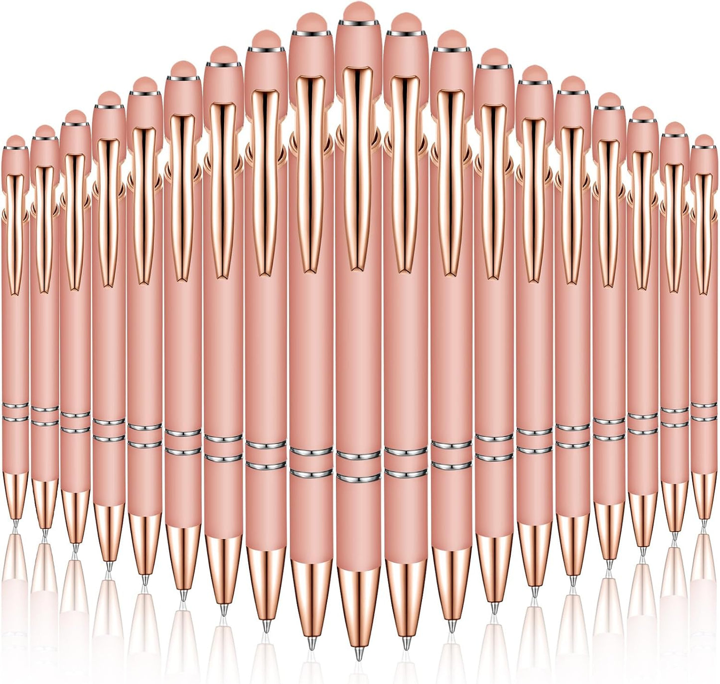 Zonon 38 Pieces Rubberized Ballpoint Pen with Stylus Tip Stylish Metal Pen Capacitive Styli with Soft Rubberized Grip, Black Ink for Most Devices(Rose Gold)