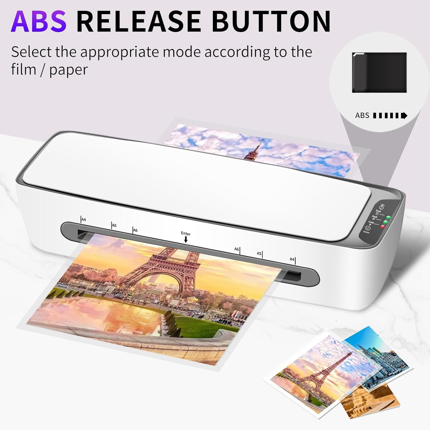 9 Inch Laminator Machine for Documents and Photos, 6 in1 A4 Thermal Laminator Machine with Never Jam Technology, 12 Laminating Sheets, 5 Mil Thick, Use for Home Office School