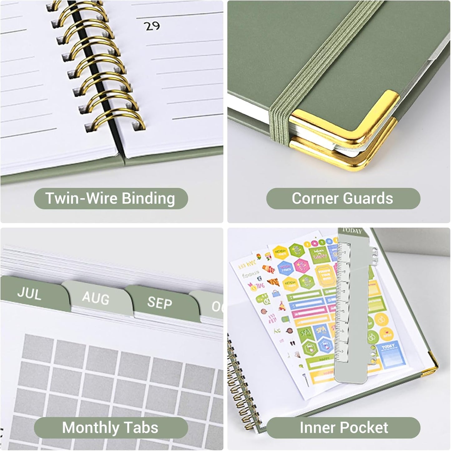 Academic Planner 2026 (8.5" x 11") - Weekly & Monthly Planner (Jan. 2026 - Dec. 2026), Column View Calendar Organizers, Hardcover Agenda Book with Tabs for Office & School, Green
