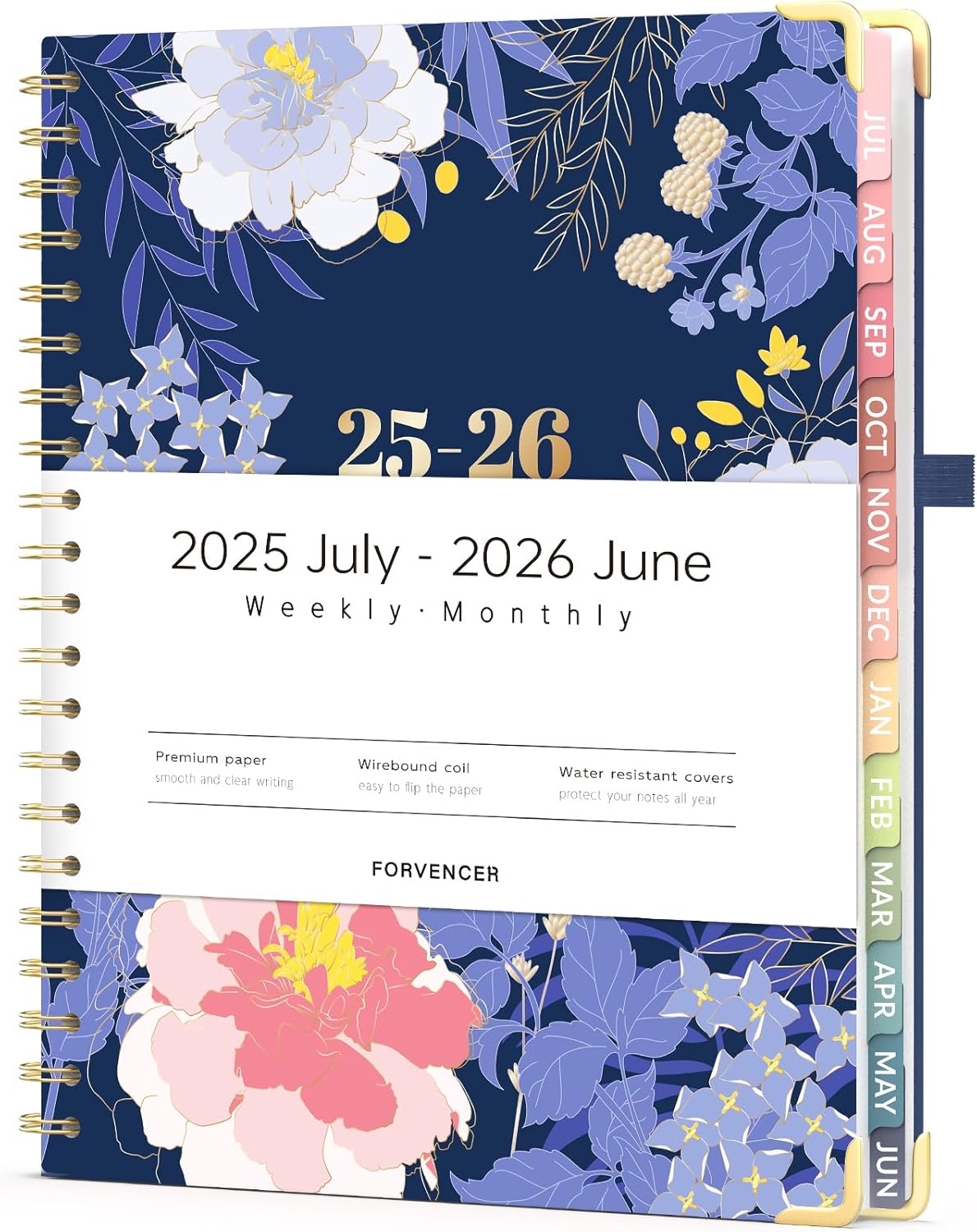 Forvencer Planner 2025-2026 for Women, Academic Year Monthly and Weekly Calendar Planner, July 2025 - Jun 2026, Hardcover Student Teacher Planners Agenda Book with Tabs, 8.5" x 11",Night Flora