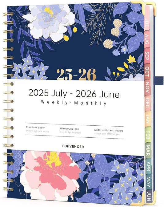 Forvencer Planner 2025-2026 for Women, Academic Year Monthly and Weekly Calendar Planner, July 2025 - Jun 2026, Hardcover Student Teacher Planners Agenda Book with Tabs, 8.5" x 11",Night Flora