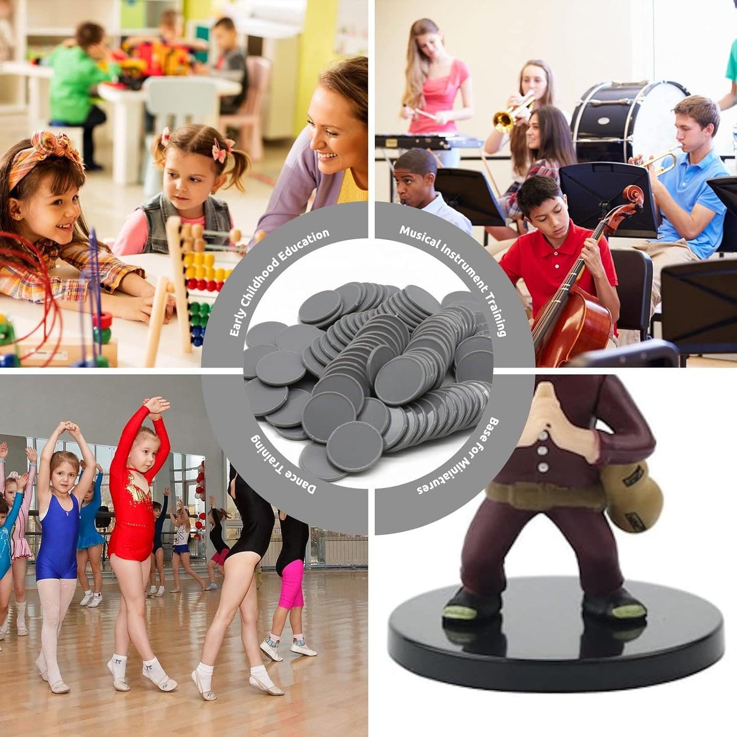 Set of 100 Opaque Plastic Learning Counters Mini Poker Chips Game Tokens with Storage Box (Gray, 1 Inch)