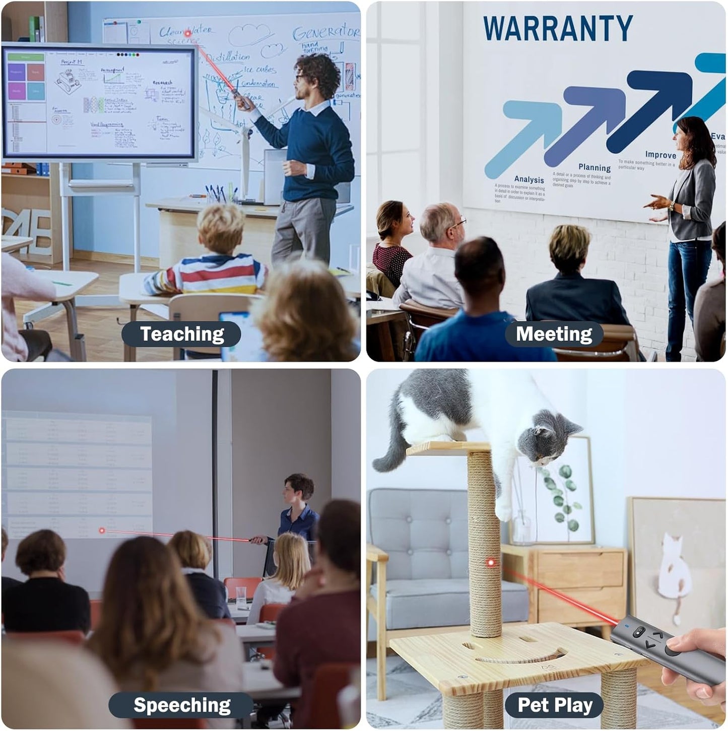 Wireless Presentation Clicker with Red Light Pointer, Clicker for Powerpoint Presentations with Volume Control, Rechargeable Long Range Presenter for Google Slide Keynote PC