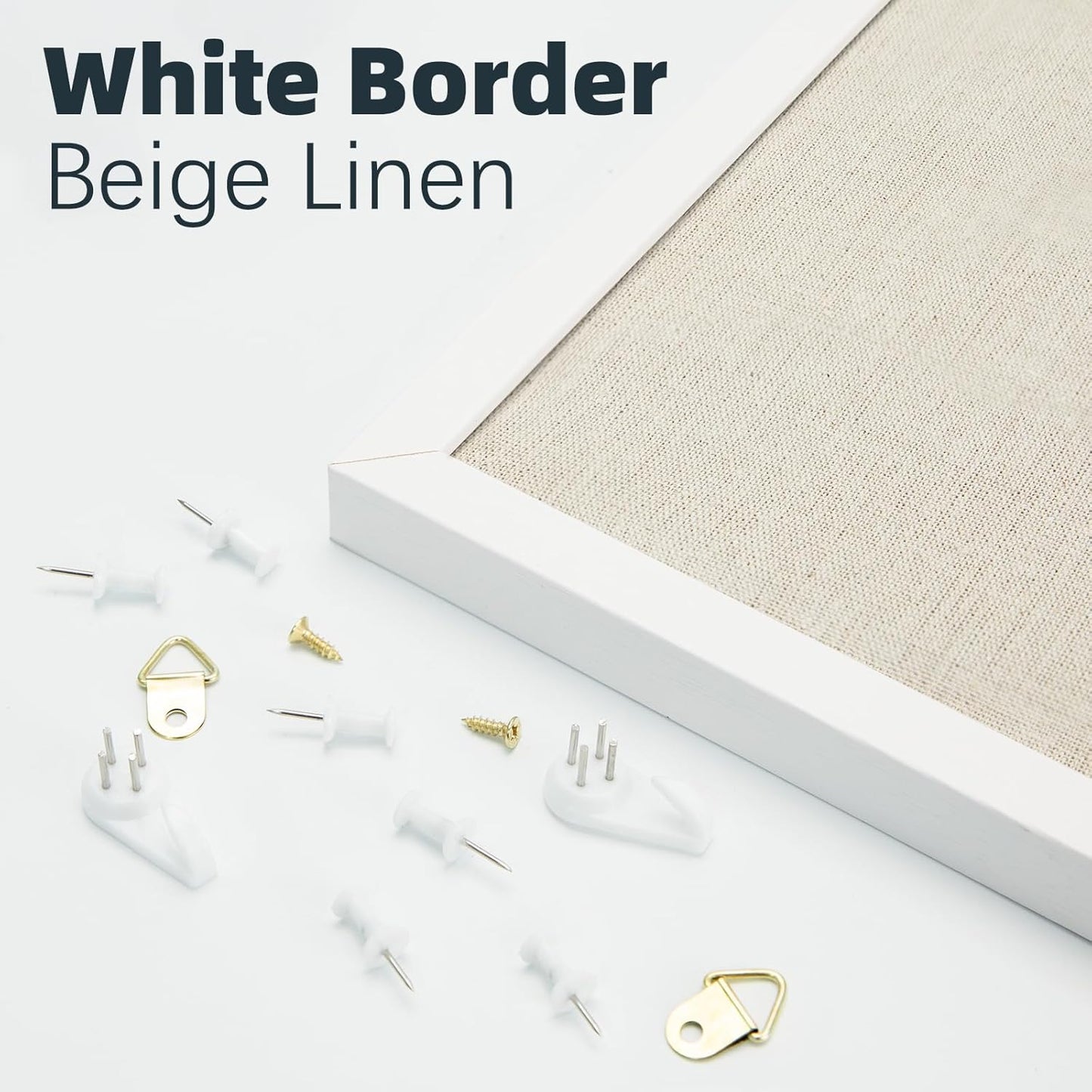 OWLKELA 17"x23" inch Linen Cork Board, White Frame, with 20 Pushpins, Bulletin Board with Linen, Ideal for School, Home & Office