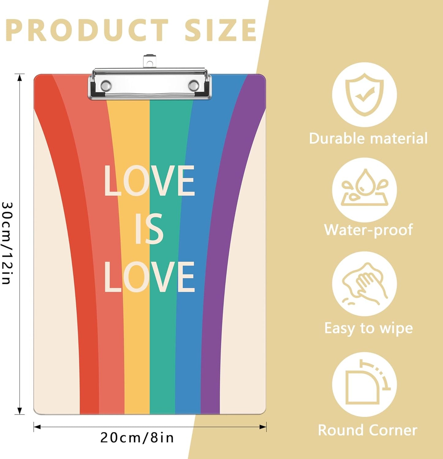 Rainbow Autism Plastic Clipboards,Decorative Plastic Acrylic Clipboard for Teacher Social Worker Students Office Supplies 8 * 12