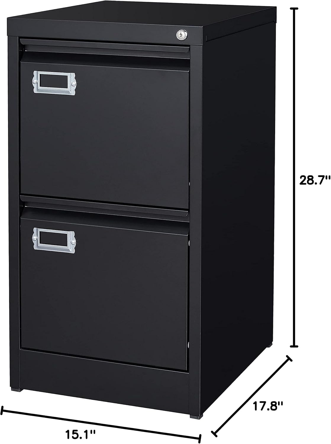2 Drawer File Cabinet with Lock Metal Vertical Filing Storage Cabinet Office Home Steel Vertical File Cabinets for A4 Legal/Letter Size Narrow File Cabinet Locked,Assembly Required
