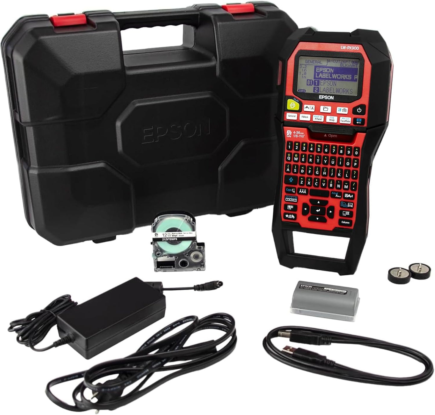 LABELWORKS Epson LW-PX900PCD Industrial Label Maker Kit - Complete Kit with Accessories, Compatible with All Epson PX Tape Types, Portable Handheld Label Printer