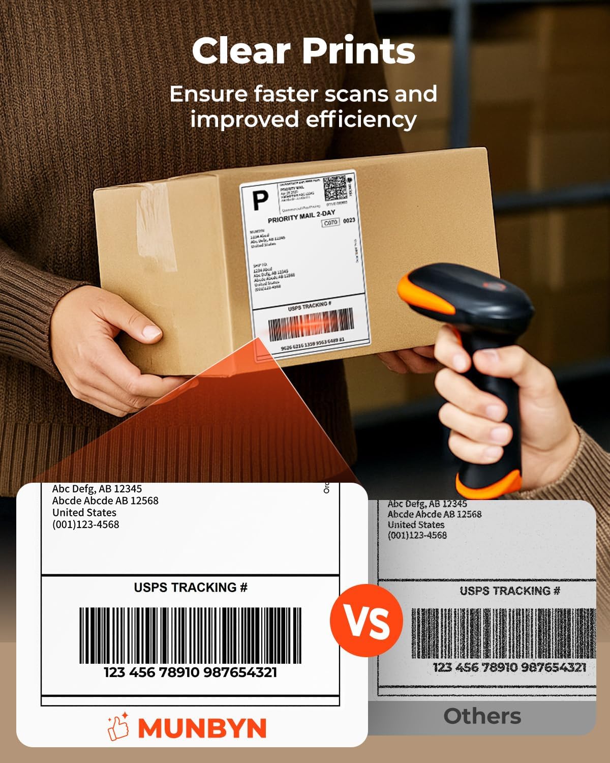 MUNBYN 4"x6" Direct Thermal Shipping Labels, Commercial Grade Permanent Adhesive Fanfold Mailing Postage Label Paper for Thermal Printers and Packages, 220 Sheets per Stack