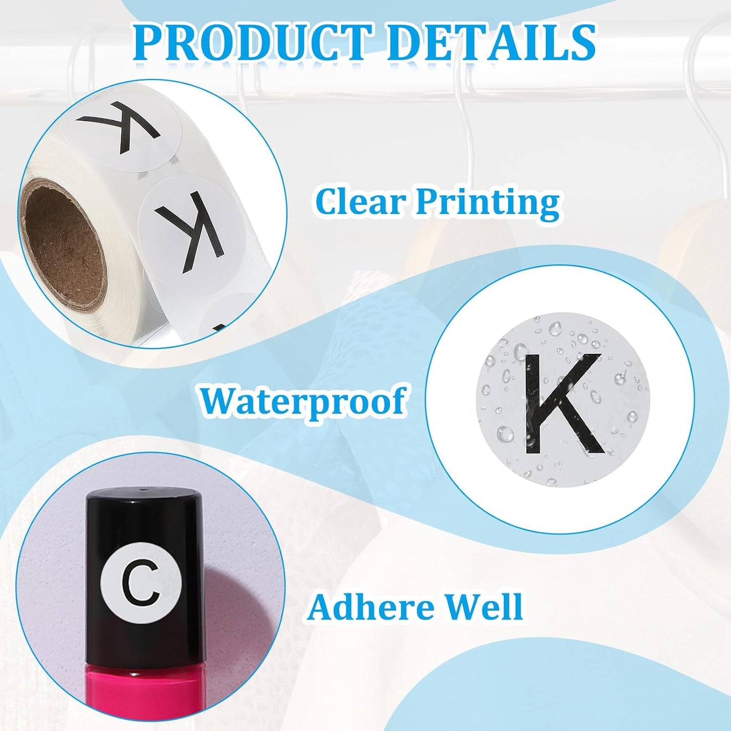 PATIKIL 1" Letter K Stickers, 4 Rolls Self-Adhesive Alphabet Round Circle Dots Labels for Organization Storage Inventory Boxes Scrapbook Craft 2000 Pcs Total