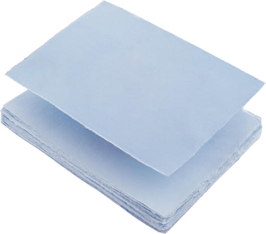 Wanderings A5 Handmade Deckled Edge Cotton Paper - Cold Pressed Texture - Paint, Watercolor, Writing, Printer - Cards, Invitations, Menus, Arts and Crafts. 50 Pack Blue150gsm - 5.8" x 8.3"