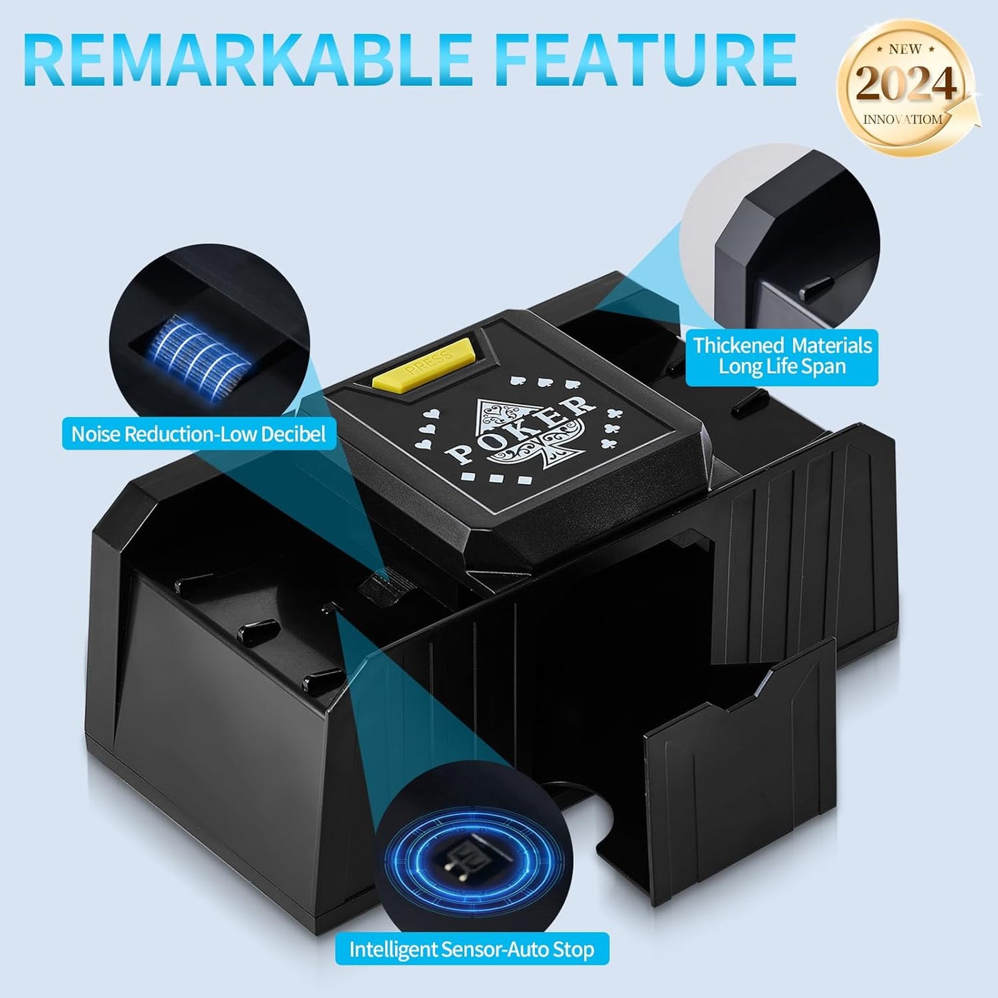 Quiet Automatic Card Shuffler 2 Deck,USB/Battery Operated Electric UNO Poker Shuffler,Playing Card Shuffler for Home Card Game,Travel