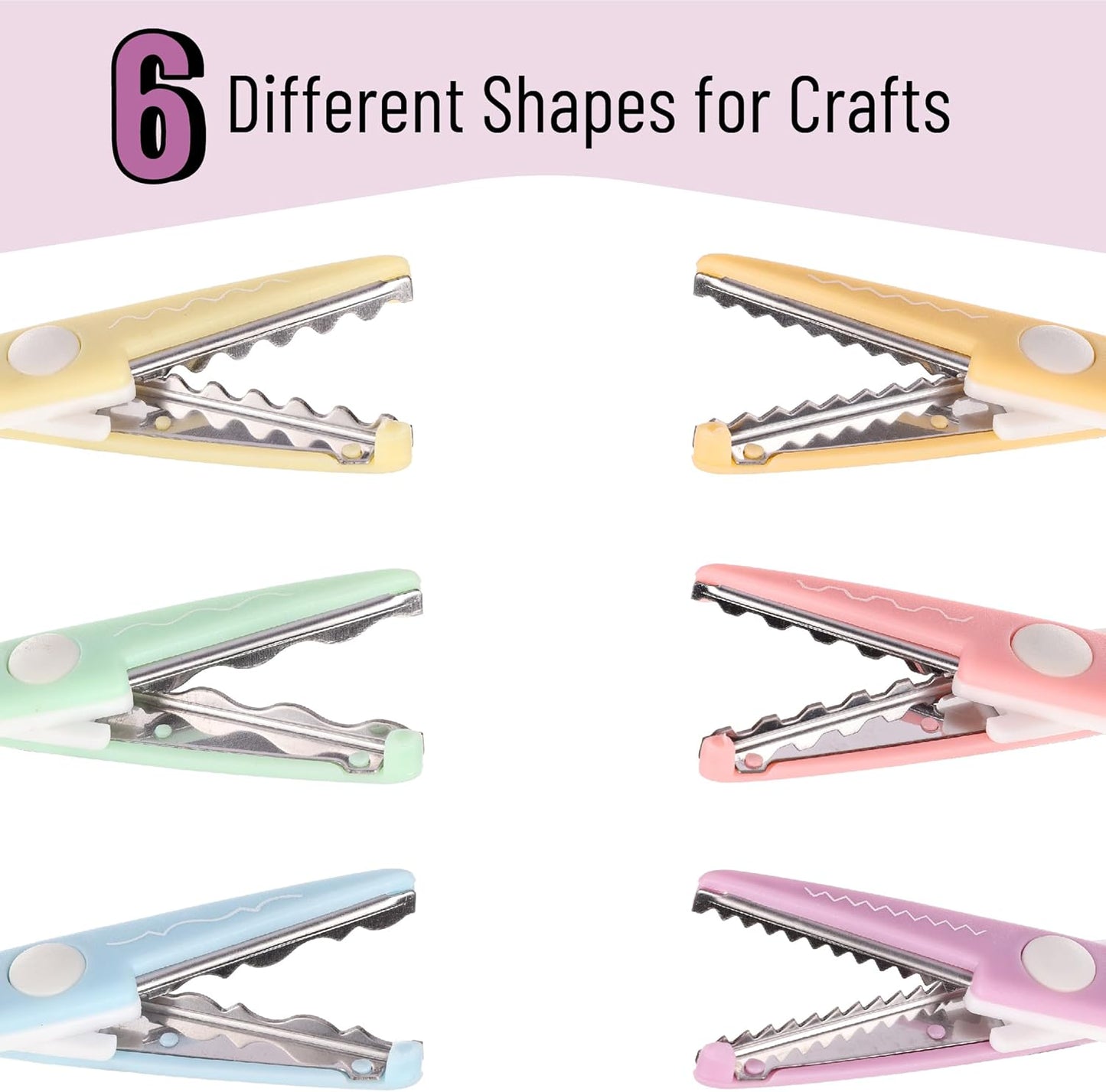 Mr. Pen Craft Scissors - Decorative Edge, 6 Pack, White & Pastel Color, Zig Zag & Pattern Scissors for Crafting & Scrapbooking