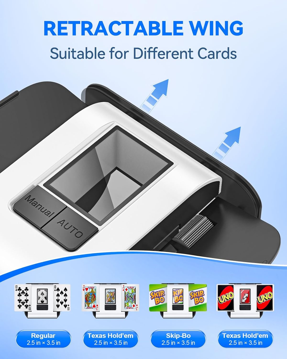 Automatic Card Shuffler Machine - 1-2 Decks Low Noise Shuffler, Rechargeable & Portable, One Press Shuffling, Automatic Card Shuffler for Texas Hold'em, Skip-Bo, Poker, UNO, Phase 10