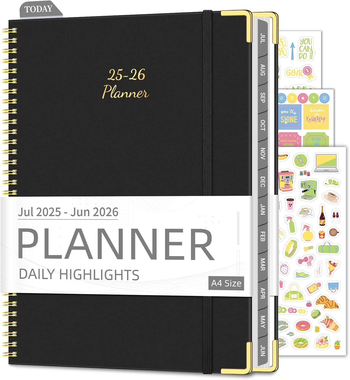 Academic Planner 2025-2026 (8.5" x 11") - Weekly & Monthly Planner (Jul. 2025 - Jun. 2026), Column View Calendar Organizers, Hardcover Agenda Book with Tabs for Office & School, Black
