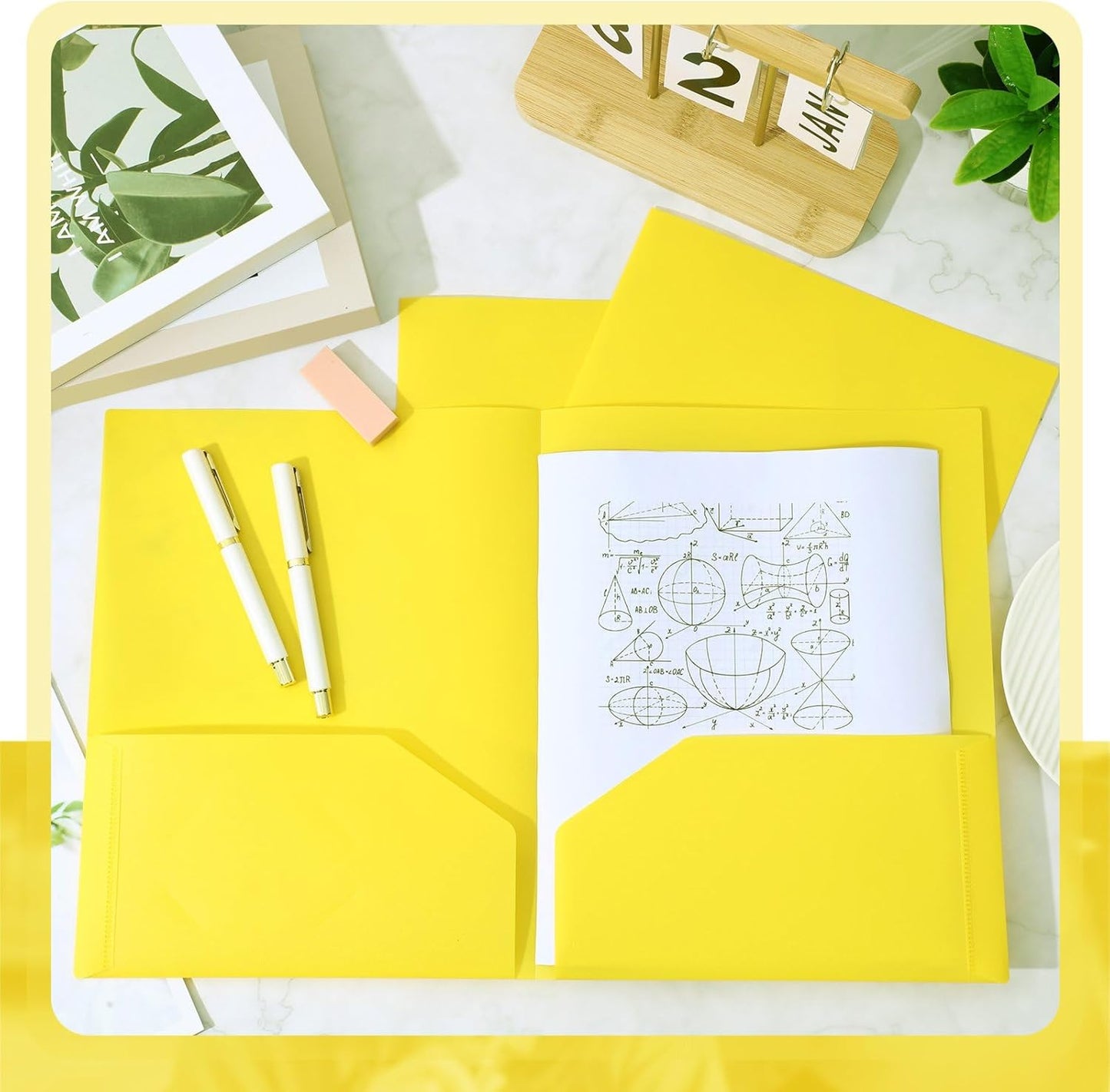Gueevin 400 Pcs Two Pocket Folders Bulk Plastic File Folder with 2 Pockets Letter Size Paper Heavy Duty Durable Portfolios Case for Home Office School Business 11.61 x 9.45 Inch (Yellow)