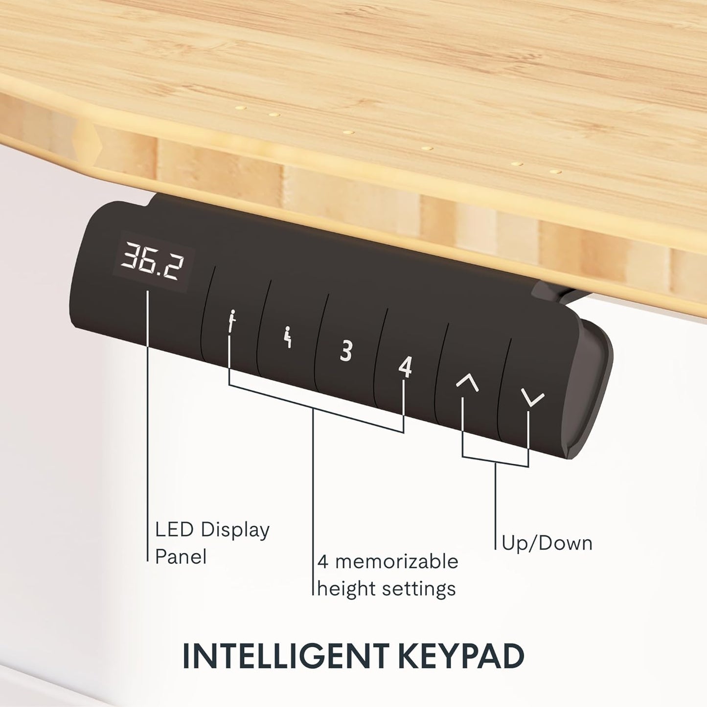 FLEXISPOT E6 Essential Bamboo 3 Stages Dual Motor 60x30 Inch Electric Height Adjustable Standing Whole-Piece Board Desk Sit Stand Up Desk (White Frame + Bamboo Curved Desktop)