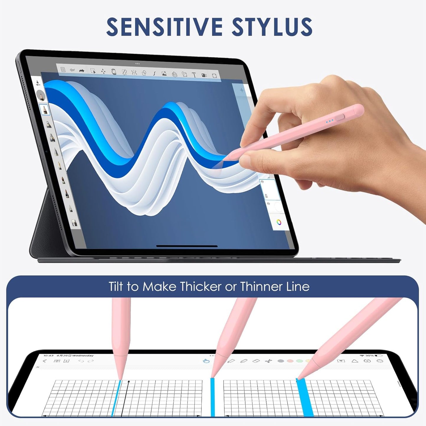 Stylus Pen for iPad 2018-2025, 2X Fast Charge iPad Pencil 2nd Generation Compatible with Apple iPad Pro M4/ 12.9"(6/5/4/3)/ 11"(4/3/2/1), Mini 6/5, Air (M2/5/4/3), (10/9/8/7/6)