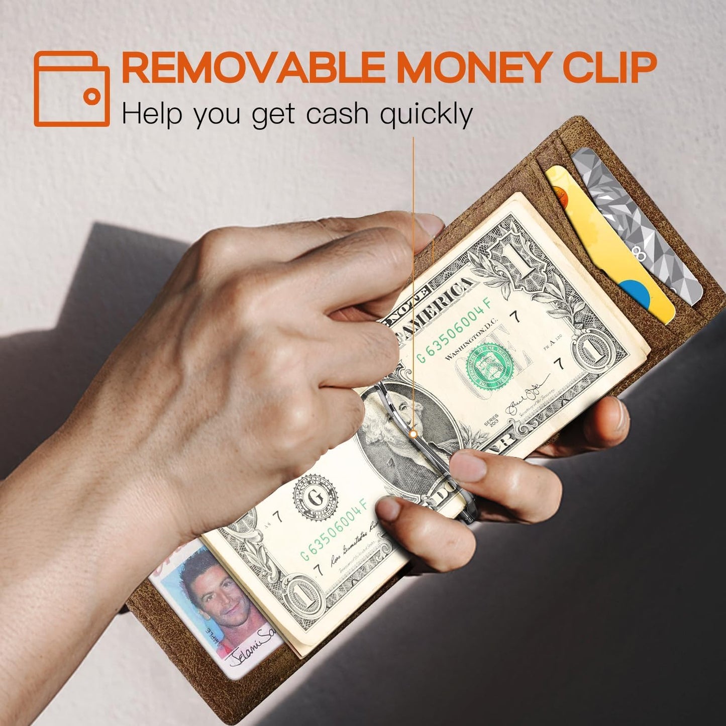 Slim Wallet for Men Genuine Leather RFID Blocking Bifold Minimalist Front Pocket Mens Wallet with Money Clip Thin Gift Box