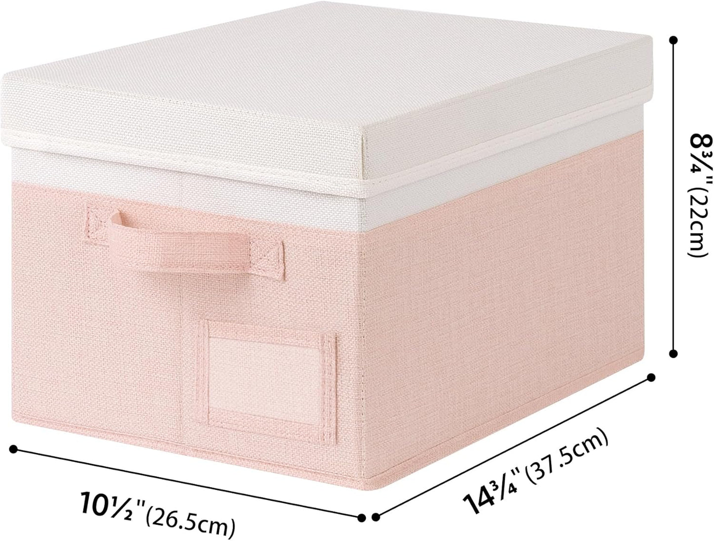 GRANNY SAYS Storage Bins with Lids, Storage Boxes for Organizing, Storage Baskets with Handles, Closet Organizers and Storage, Storage Bins for Shelves, Decorative Storage Boxes, 3-Pack, Pink&Ivory