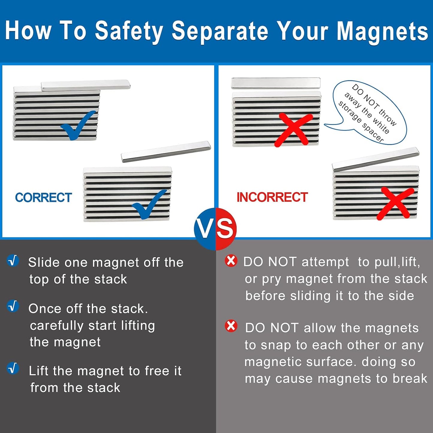 LOVIMAG Strong Neodymium Bar Magnets with Double-Sided Adhesive, Rare Earth Metal Neodymium Magnet for Fridge, Scientific, Shower Door, Office Etc, 60 x 10 x 3 mm, Pack of 16