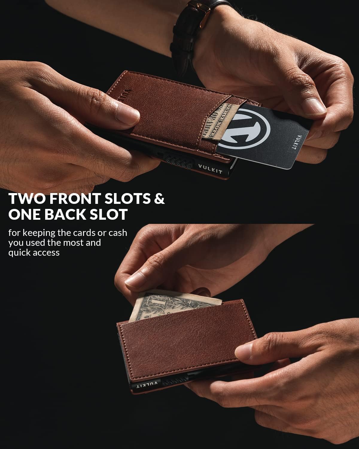 VULKIT Men's Slim Wallet Pop Up Card Holder RFID Blocking Metal Wallet Minimalist Design Holds Up to 11 Cards