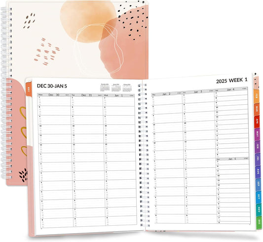 SUNEE 2026 Appointment Book, Quarter-Hourly, Weekly & Monthly - from January 2026 - December 2026, 8.5"x11" Weekly Planner, Flexible Cover, Note Pages, Pockets, Bookmark, Spiral Binding, Pink Breeze