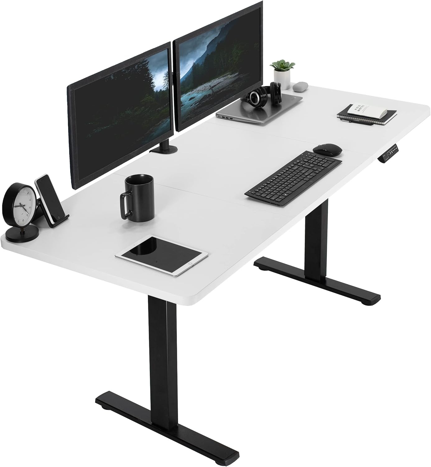 VIVO Electric 71 x 30 in Standing Desk, Memory Height Adjustment, 1B Series, White Top Black Frame, DESK-KIT-1B7W