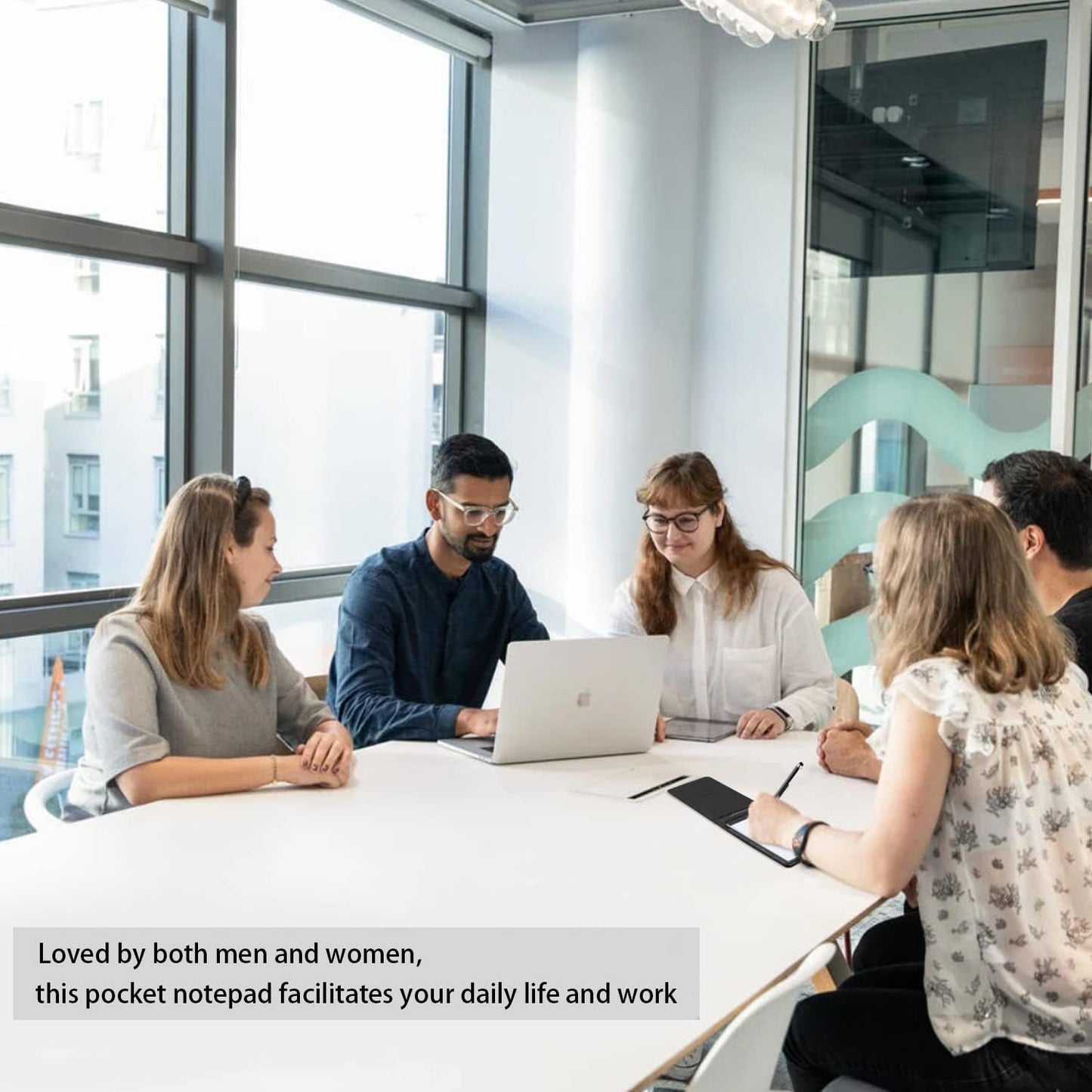 Xhwykzz 7 Pieces Small Notepads Holder Set, Pocket Notebook with pen, Included 5 Pieces Refills 3 x 5 Inch, 30 Lined Paper Per Note Pad (Black)