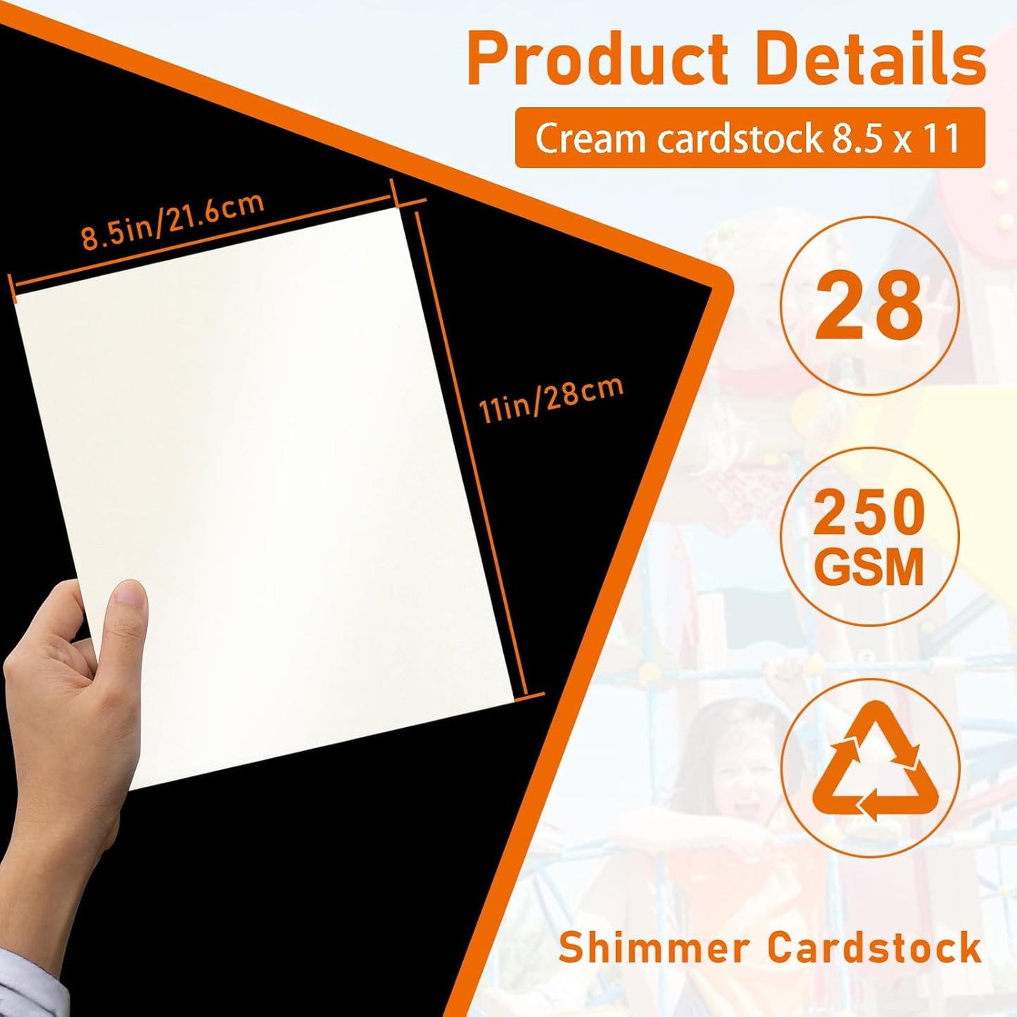 28 Sheets Cream Shimmer Cardstock 8.5 x 11 Ivory Paper, 92lb Premium Off White Paper Card Stock for Wedding Invitations, Crafting, Greeting Cards, Business Cards, Office Printing