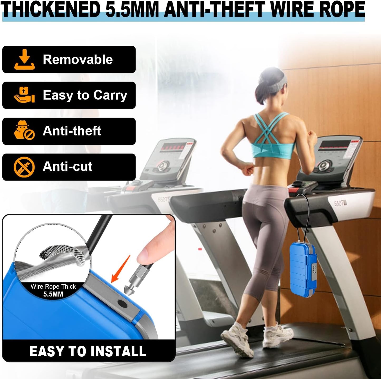 BKNOOU Portable Safe with Removable Chain, Anti-Theft Beach Safe Box, Waterproof Combination Lock Box for Travel, Dorm, Beach, Hotel, Car, Home, Office