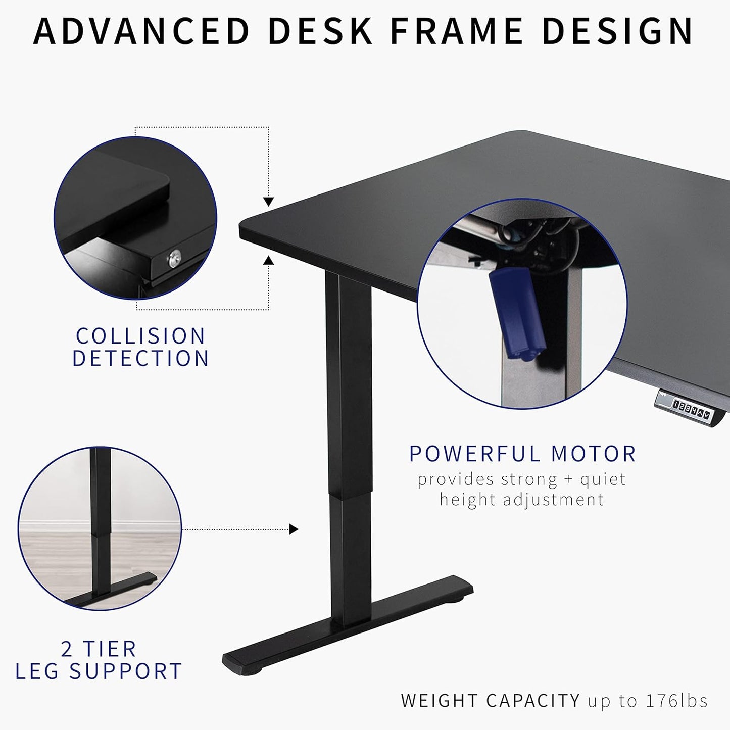 VIVO Electric 48 x 30 in Standing Desk, Memory Height Adjustment, 1B Series, One-Piece Black Top, Gray Frame, DESK-KIT-1G5B