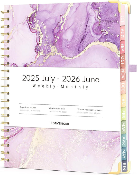 Forvencer Planner 2025-2026 for Women, Academic Year Monthly and Weekly Calendar Planner, July 2025 - Jun 2026, Hardcover Student Teacher Planners Agenda Book with Tabs, 8.5" x 11",Light Purple