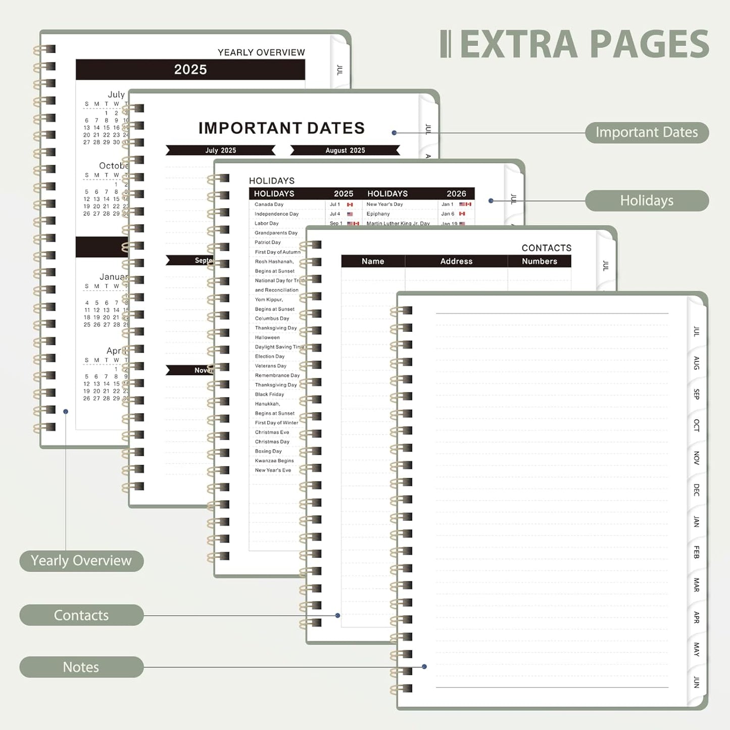 Planner 2025-2026, Monthly and Weekly Calendar Academic Planner (July 2025 - June 2026), Hardcover Planning Agenda Book for Office School Supplies, A5 (6.3" x 8.5")