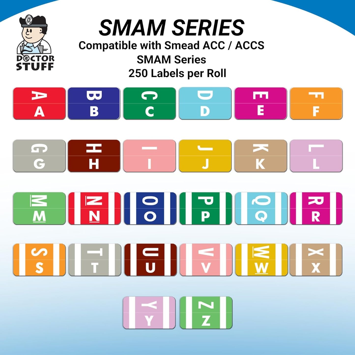 Doctor Stuff - File Folder Labels, Alphabet Letter C, Compatible with Smead Alpha Z Acc/ACCS - SMSM Series Alpha Stickers Dark Green, 1-5/8" x 1”, 250/Roll