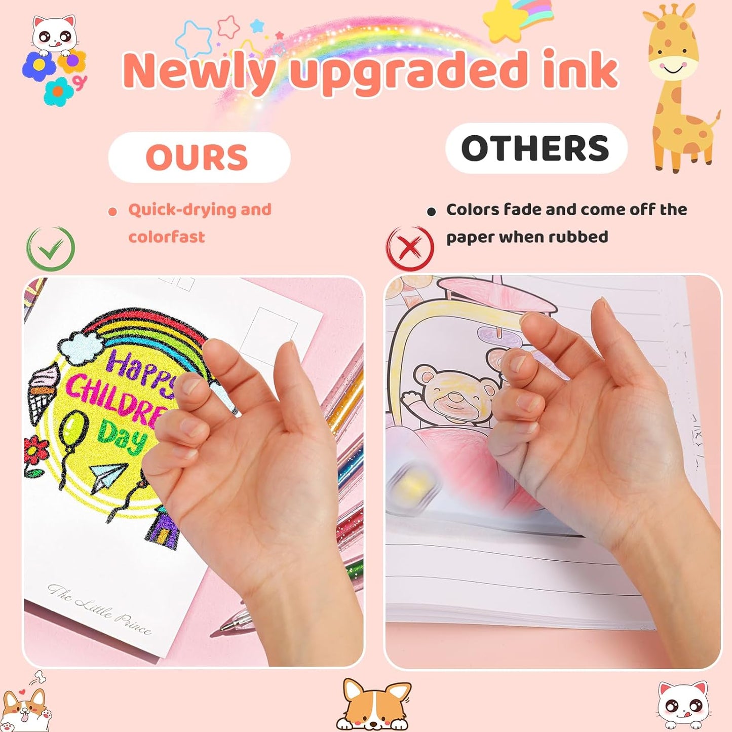 120 Color Gel Pens, 40% More Ink Fine Point Colored Pens, Neon Glitter Gel Pens for Adult Coloring Book, Drawing, Doodling, Scrapbook, Journaling, Sparkle Pen Gift for Kids