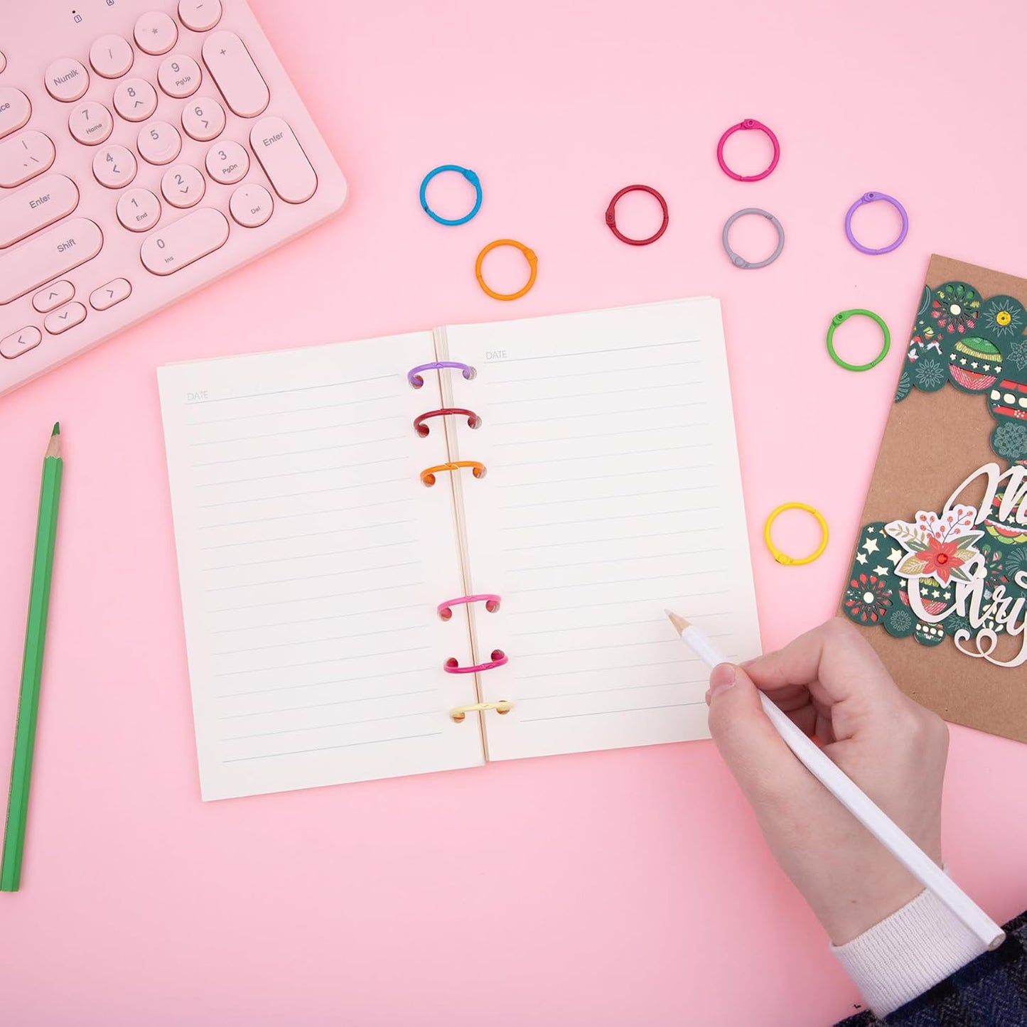 1 Inch (50 Pack) Metallic Loose Leaf Binder Rings for Flashcards, Index Cards, Keychains, Colorful Small Metal Steel Book Ring Clips for Keyrings, Office, School, Home - 10 Colors