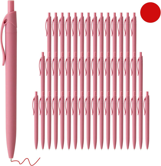 deegtran Pens Bulk, 50 Pack No Bleed Click Pens, Wholesale Retractable Ballpoint Pens, Pen Medium Point, Smooth Ink Pens, 1.0MM Red Ink