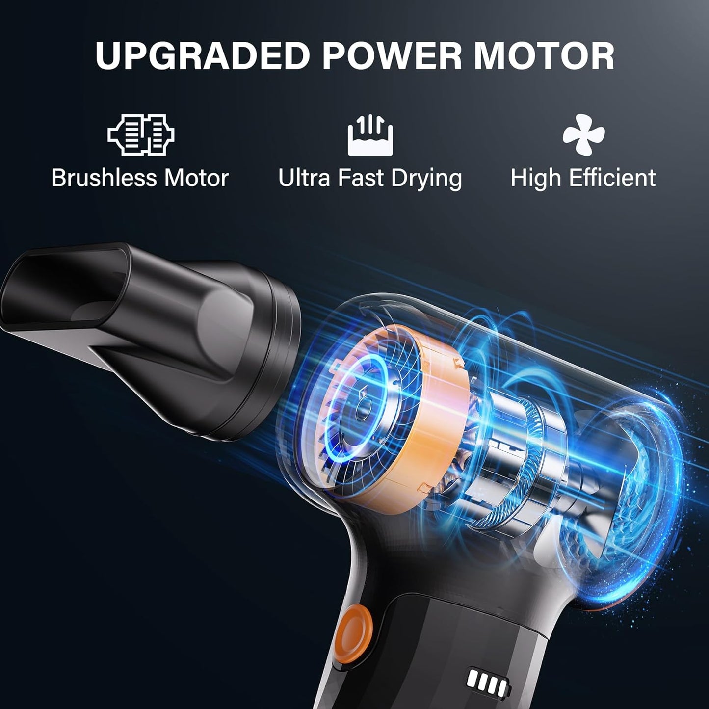 Compressed Air Duster, 260000RPM Cordless Electric Air Blower with Brushless Motor- 3-Speed Adjustable, Replaces Compressed Air Cans for Keyboard, Computer & Outdoor Cleaning