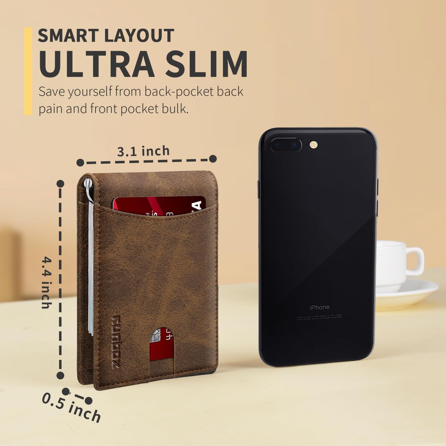 Slim Money Clip Wallets for Men RFID Blocking 11 Card Holder Minimalist Small Thin Carbon Leather Bifold Mens Front Pocket Wallet Gift Box