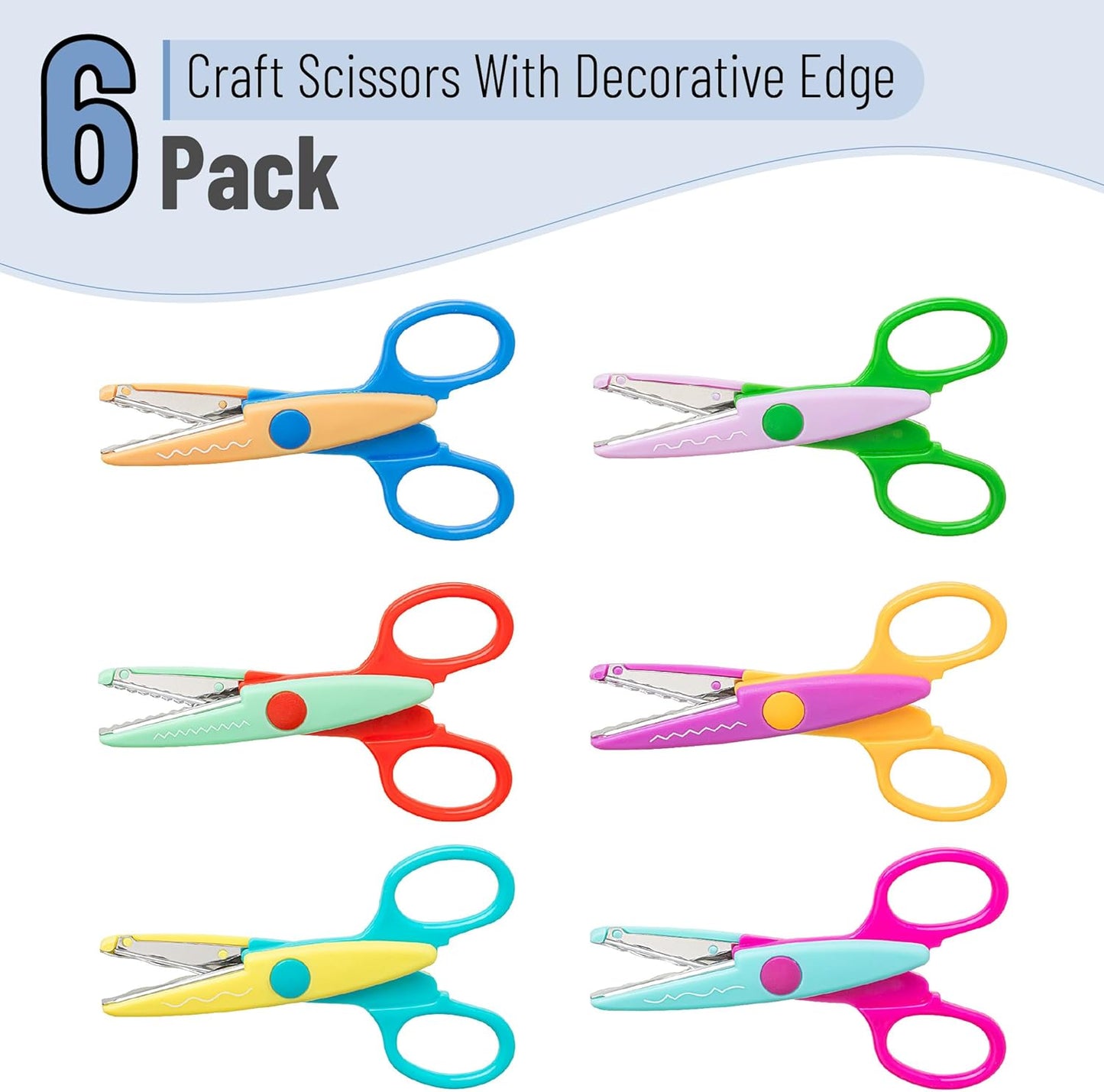 Mr. Pen- Craft Scissors Decorative Edge, 6 Pack, Spring Colors, Zig Zag Scissors for Crafting