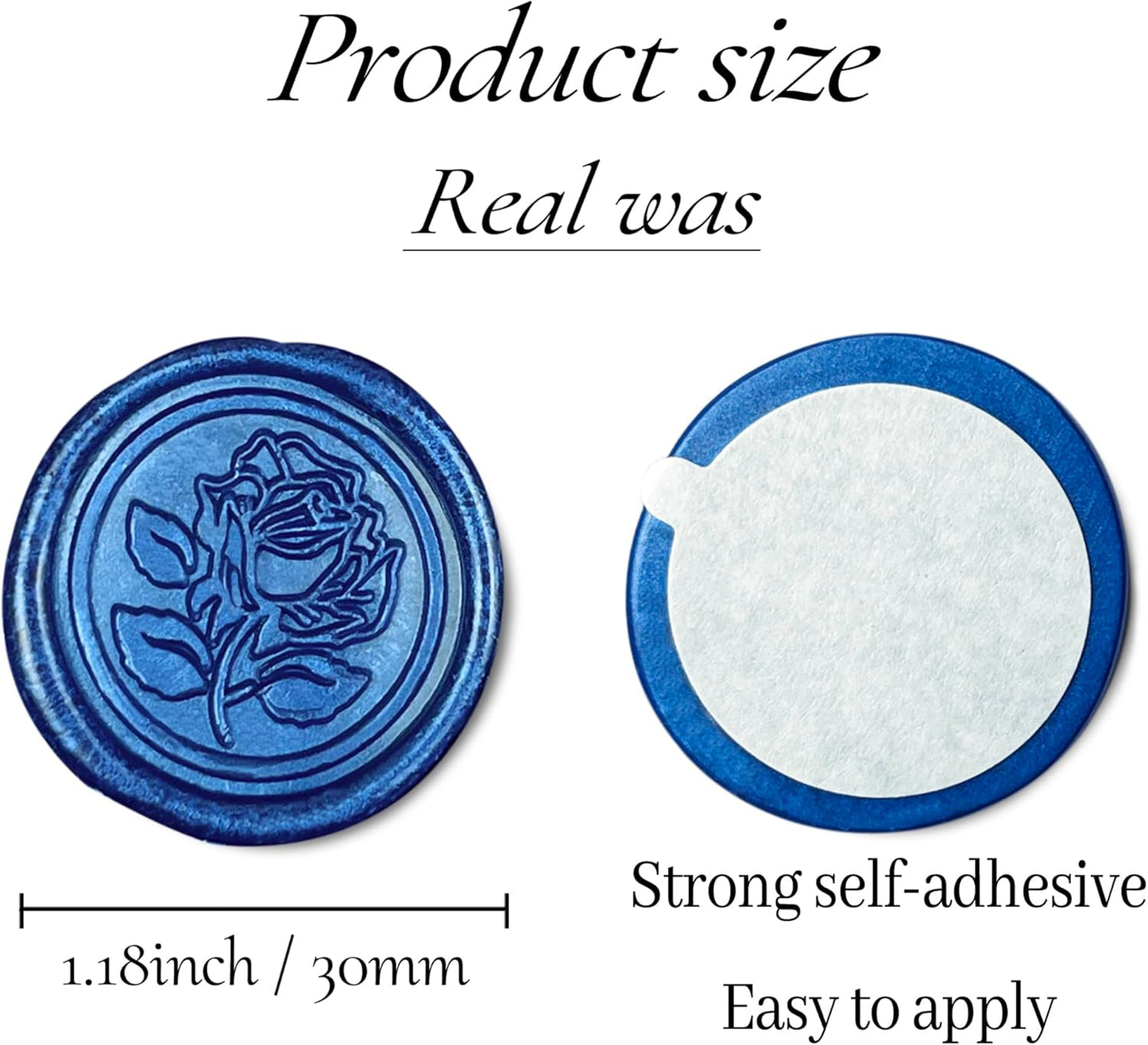 100Pcs Wax Seal Stickers Handmade Envelope Seals Self Adhesive Wax Stickers for Wedding Party Invitations, Envelope, Gift Wrap, Christmas(Rose Style, Blue)