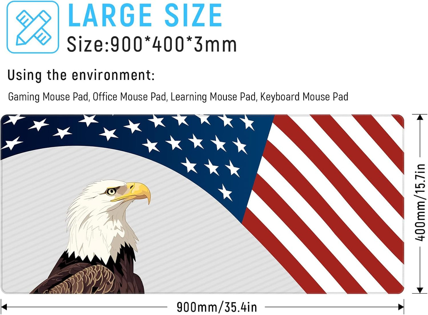 JIALONG Large Gaming Mouse Pad, XXL Desk Mat, Durable Extended Mousepad with Stitched Edges, Non-Slip Base Keyboard Mat for Gamer, Office and Home - 35.4x15.7 Inches