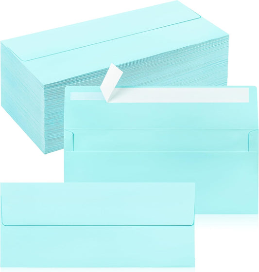 200 Pack #10 Business Envelopes, Self Seal Standard Light Blue Envelopes for Secure Business & Legal Mailing, Office, Checks, Letter, Invoices, 4 1/8 x 9 1/2 Inches