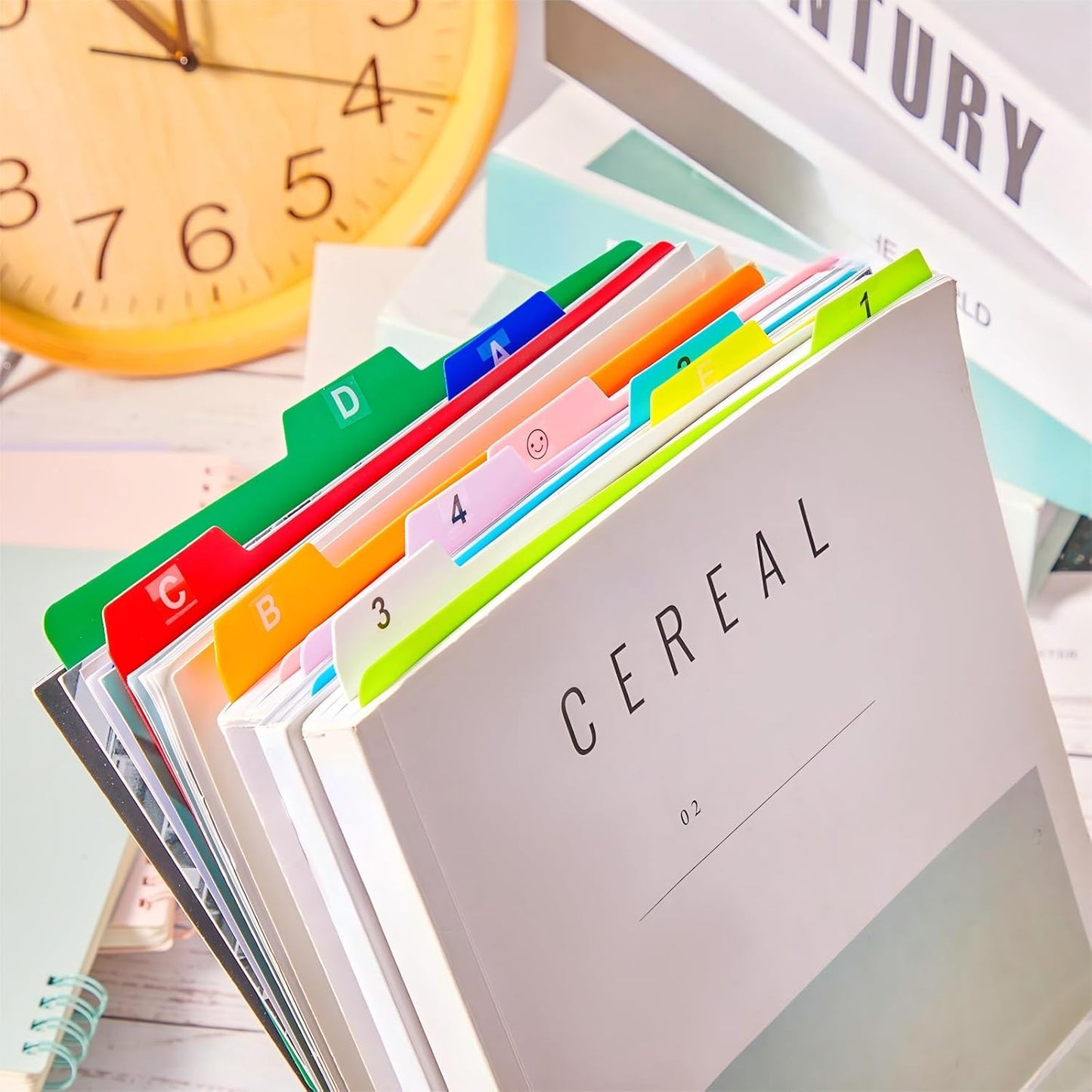 Lewtemi 50 Pcs Index Card Dividers 5 x 8 Inch Index Card Dividers with Tabs Guides with 2 Pcs Alphabet Number Stickers for Office Recipe Business (Multi Color)