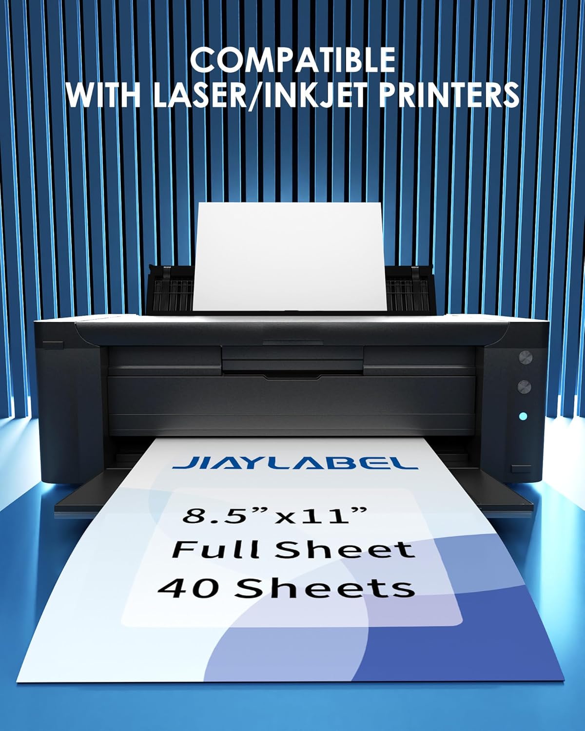 Shipping Label Address Mailing Stickers 8.5 x 11 40 Full Sheets Paper for Inkjet Printer Printable Printing Thank You Labeling to Write on Envelope Storage Bins File Folder Blank White Letter Size