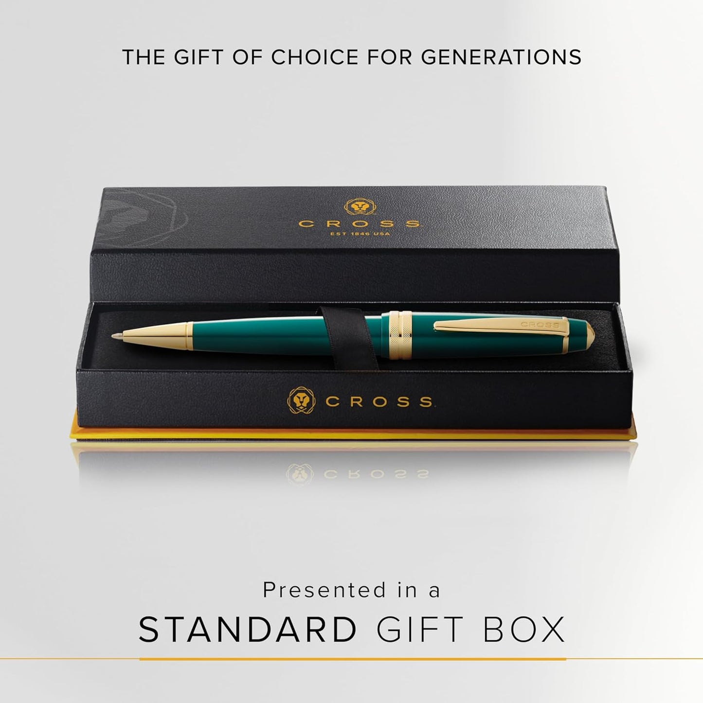 Cross Bailey Light Refillable Ballpoint Pen Presented in a Everyday Gift Box - Medium Point, Black Ink, Polished Green