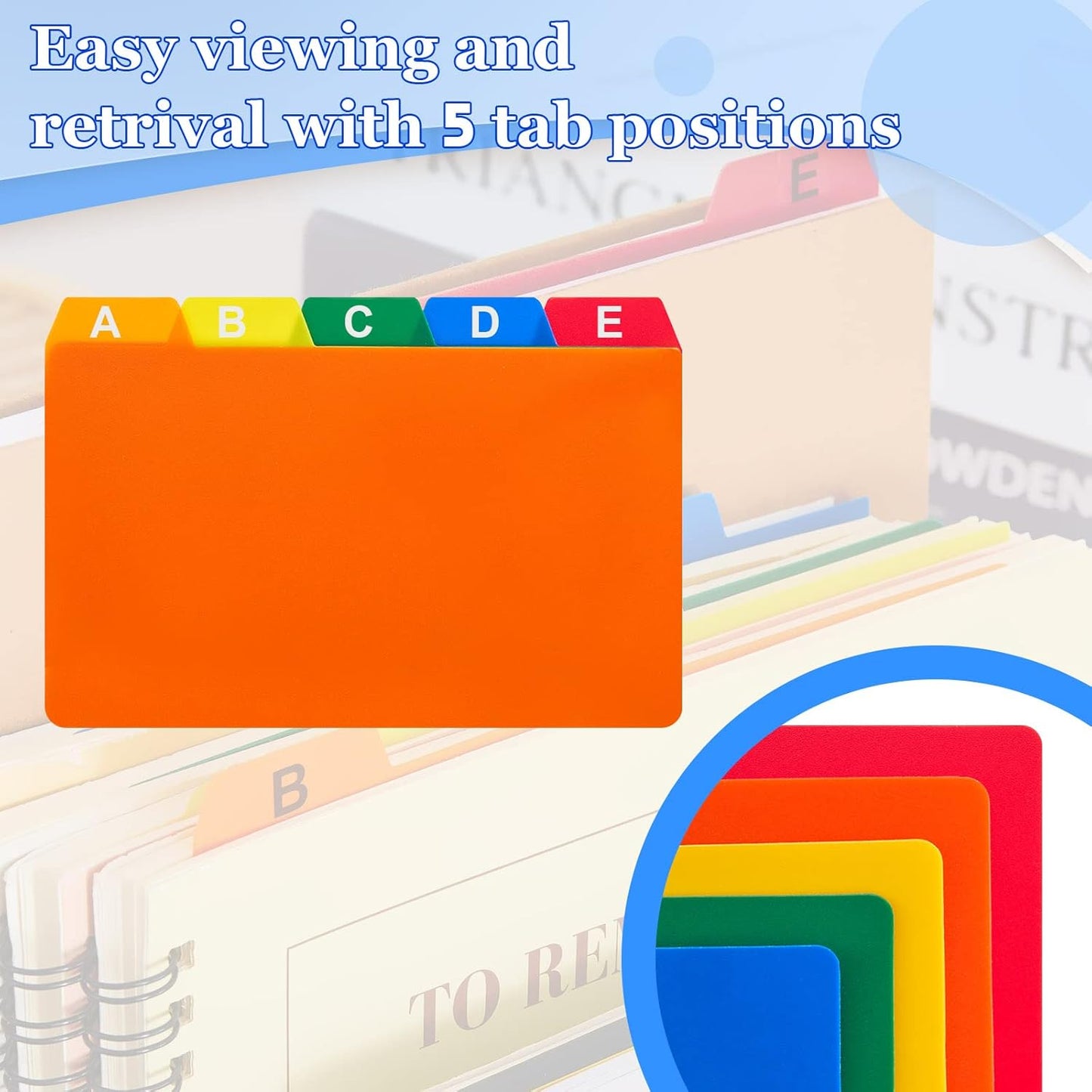 Lewtemi 50 Pcs Index Card Dividers 3 x 5 Inch Index Card Dividers with Tabs Guides with 2 Pcs Alphabet Number Stickers for Office Recipe Business (Assorted Color)