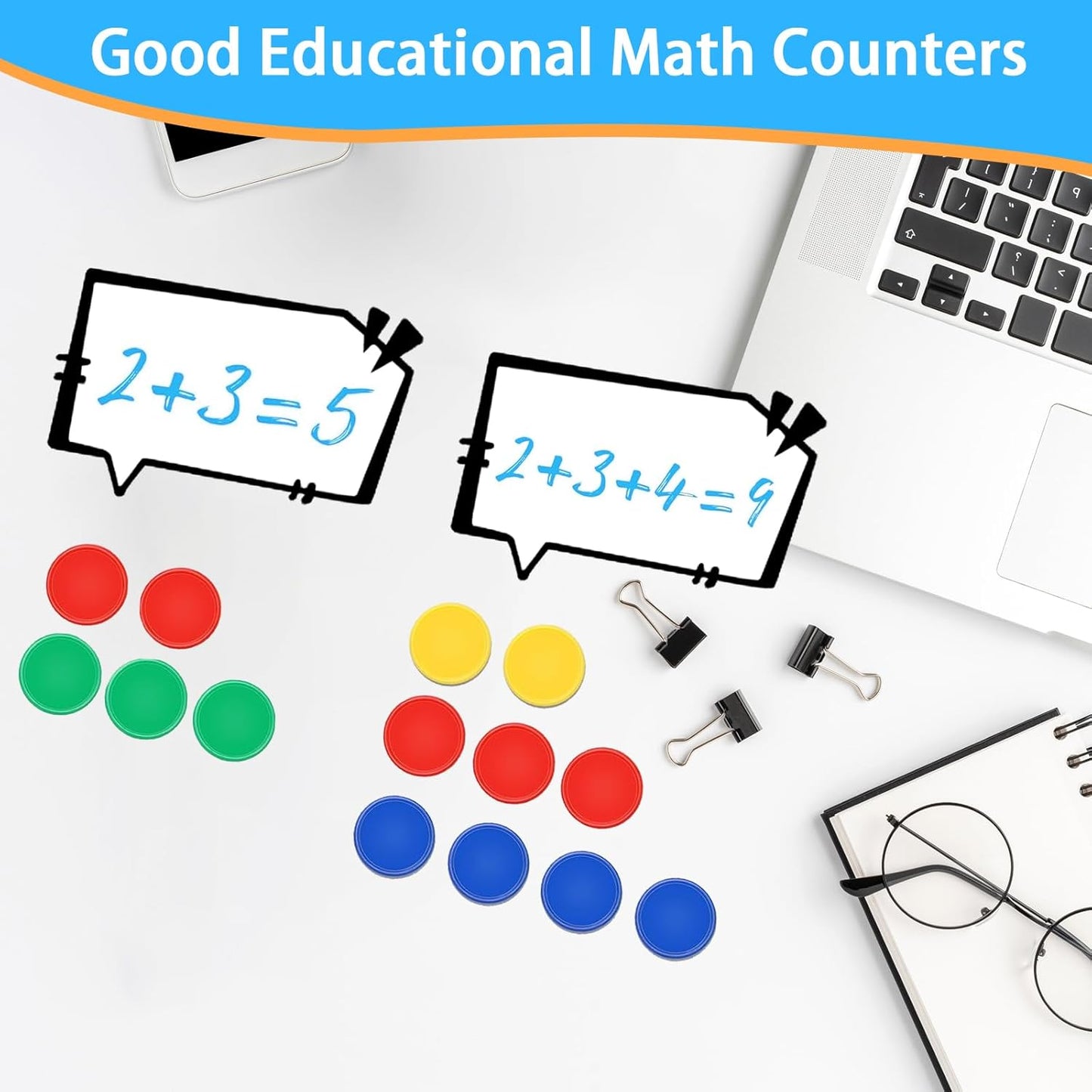 200pcs Math Counters,1 Inch Bingo Chips,4 Colors with Storage Box Plastic Poker Chips,for Education,Math Counters,Round Game