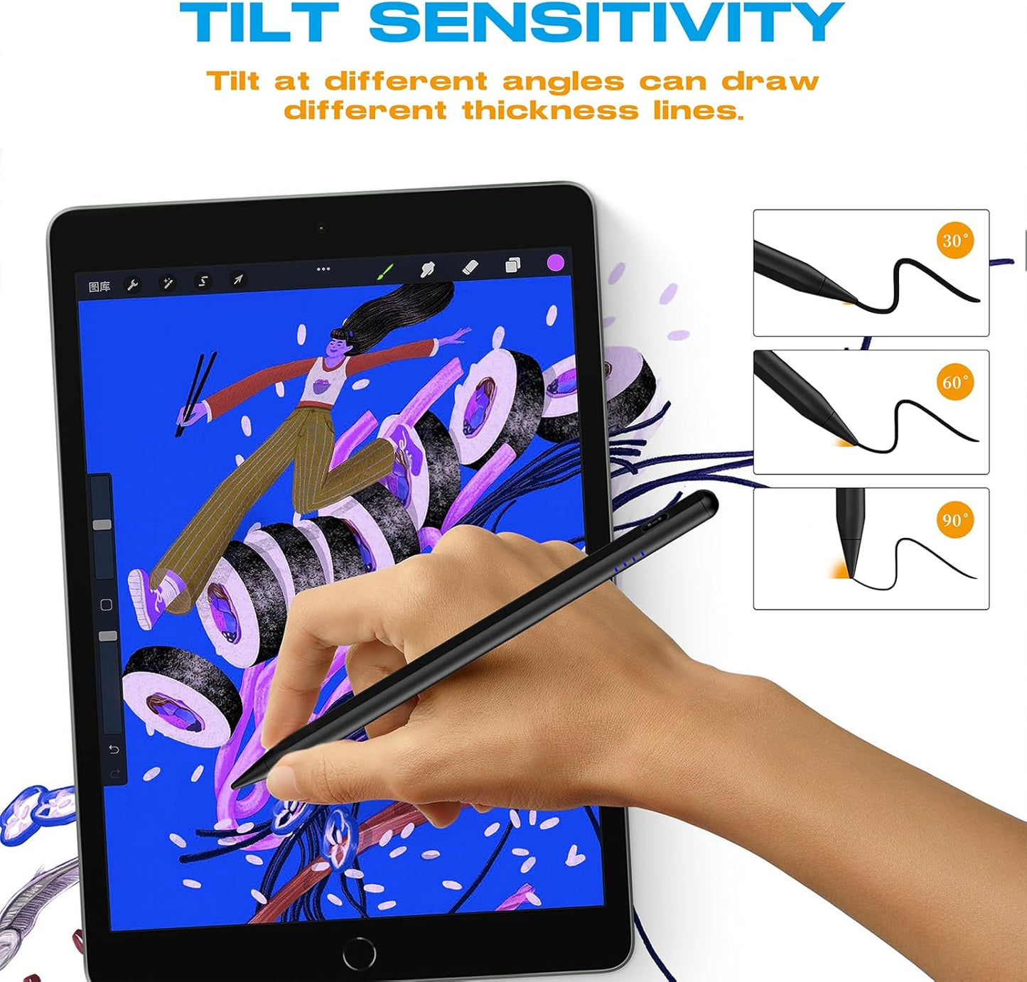 Stylus Pen for iPad 9th&10th Generation, CMARS 20Mins Fast Charge for Tablet Pencil with Palm Rejection, Pens for 2018-2025 Apple iPad 6/7/8/9/10/A16, Pro 11"/12.9"/13"/M4, Mini 5/6, Air 3/4/5/M2/M3